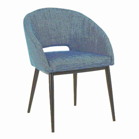 Renee Chair In Black Metal Legs And Blue Fabric